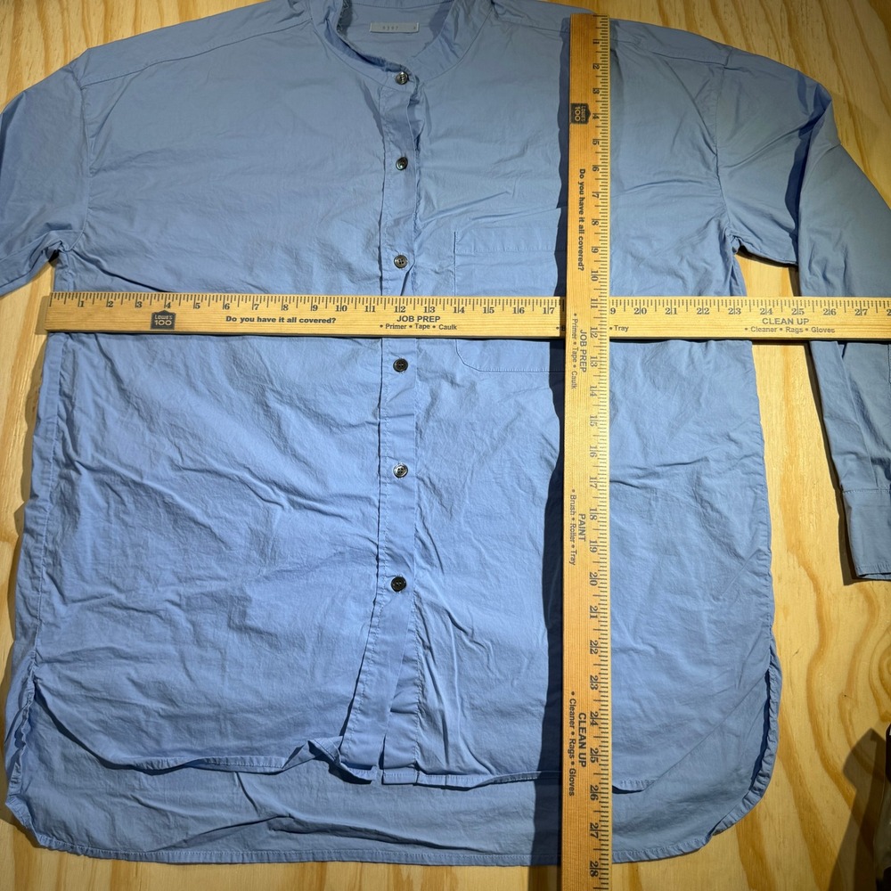 6397 Women's Light Blue Cotton Mandarin Collar Long Sleeve Poplin Shirt Size S - Picture 5 of 6